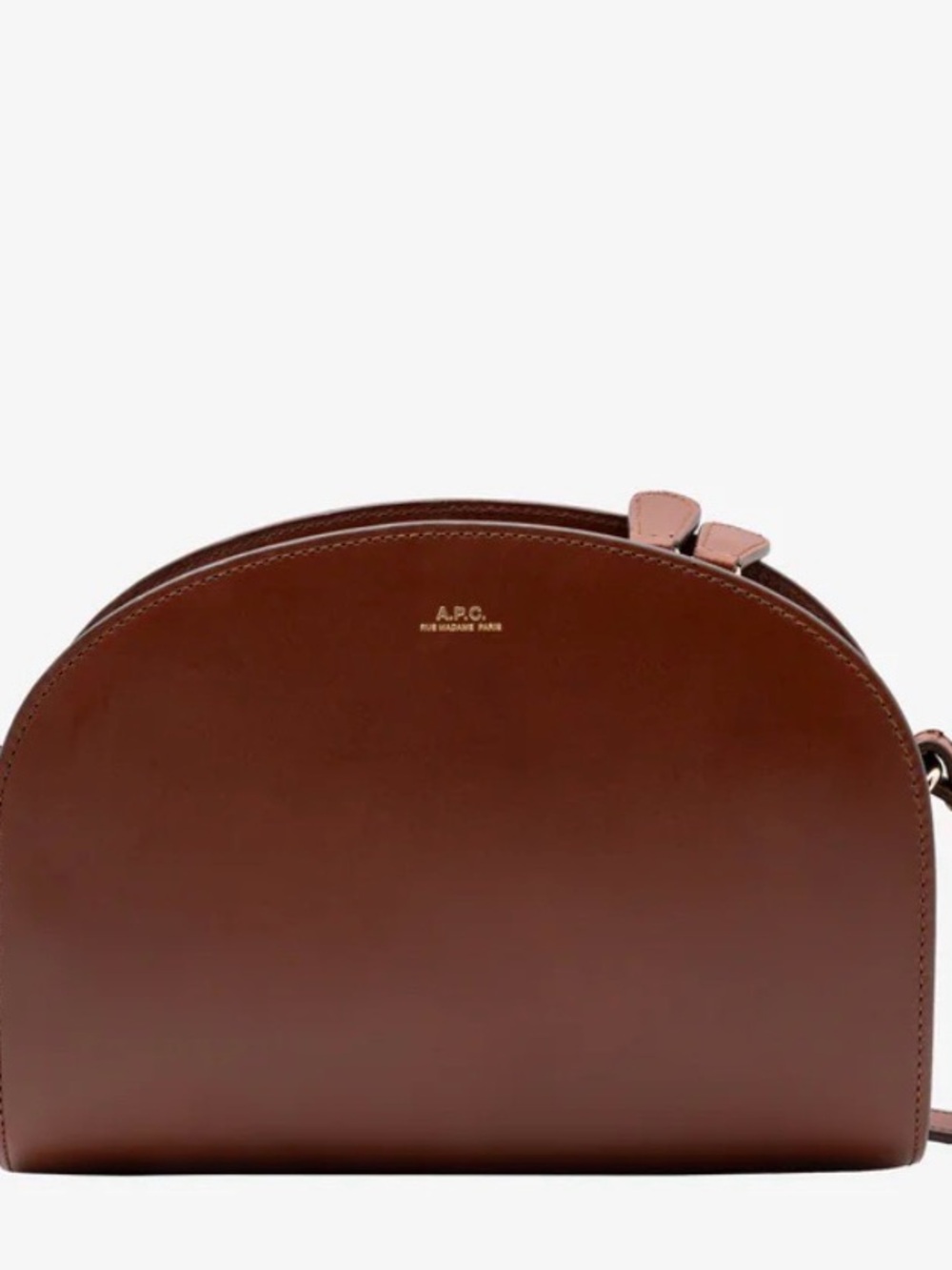 A.P.C. France Demi-Lune Genuine Leather Crossbody Bag Purse Cognac $555